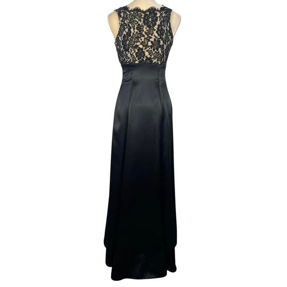 Scott McClintock Black Satin Maxi Dress Size 4 Formal Prom Wedding Cocktail - Picture 10 of 15